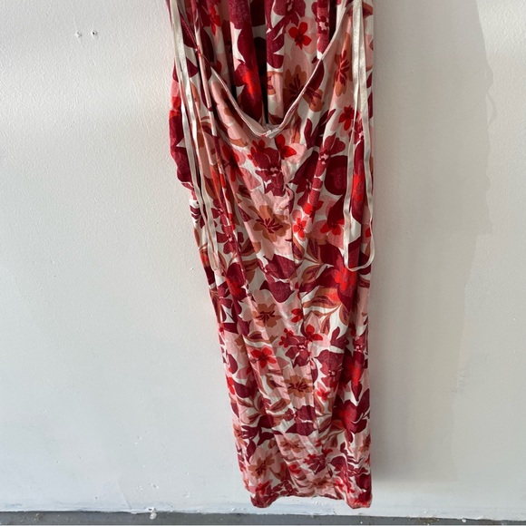 Free People Mimi Pink Red Floral Ruched Beachy Flowy Maxi Dress 37625 - Picture 6 of 14
